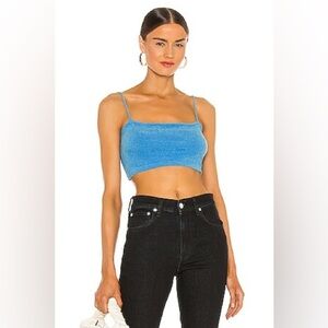 Amanda Uprichard Lia Cami In Cloud Blue Fuzzy Cropped Tank Size Small